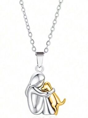 Silver and Puppy Love Pendant Necklace - Women Jewelry Black or Gold Dog 🐕